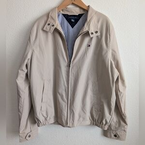 Vintage Tommy Hilfiger Golf Jacket Coat Mens M Light Khaki 90s Dad's Windbreaker
